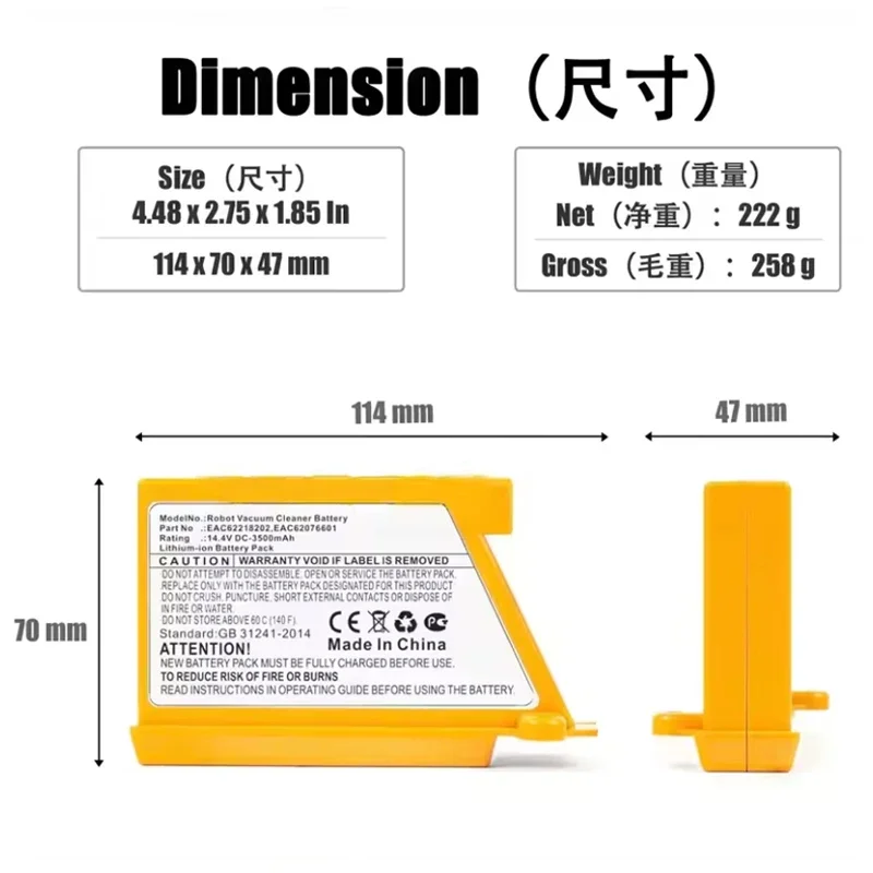 LG VR6260LVM VR6540LV VR5940L  - 4S Lipo Battery 14.8V 6000Mah incelemesi ve fiyatı